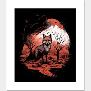 An Orange Fox in a Burning Forest Posters and Art